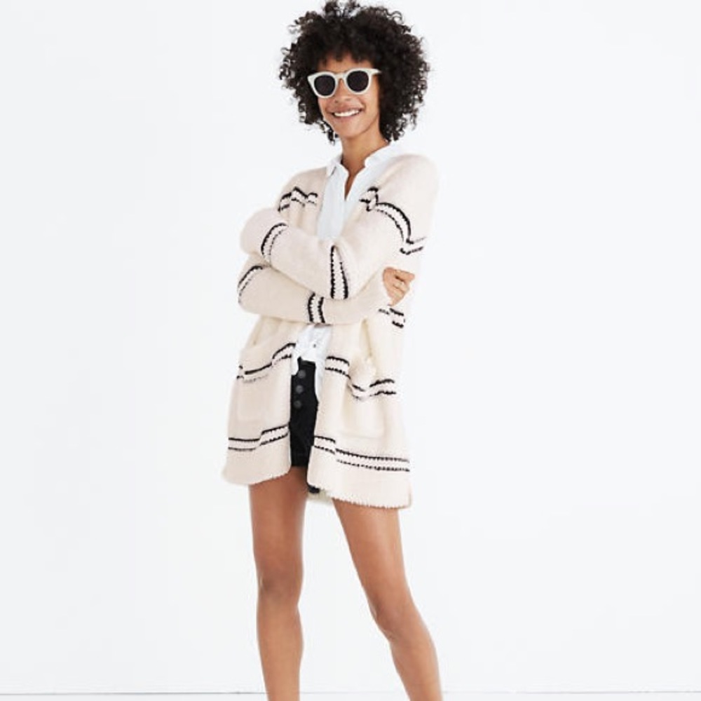 Madewell Striped Boucle Cardigan Sweater